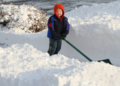 Helping Little Hands - toddler helping shovel snow