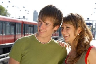 happy teen couple