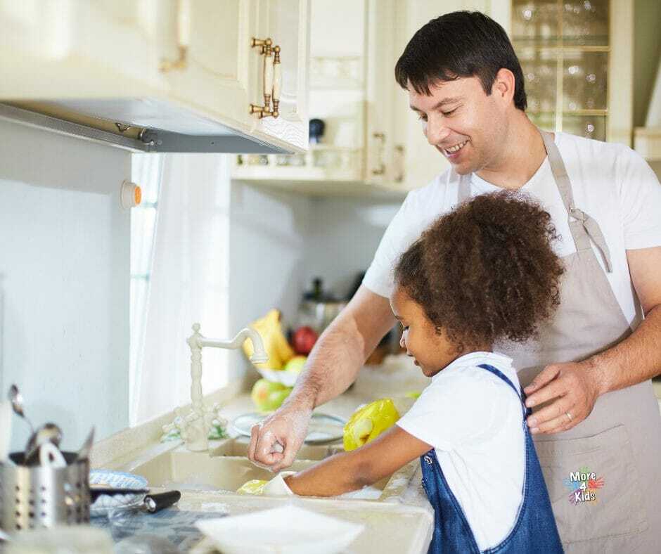 5 Parenting Tips for Raising Responsible Kids 7 Daughter helping dad with chores