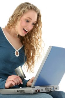 teenager shopping online with a credit card