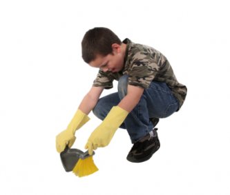 young boy doing his chores