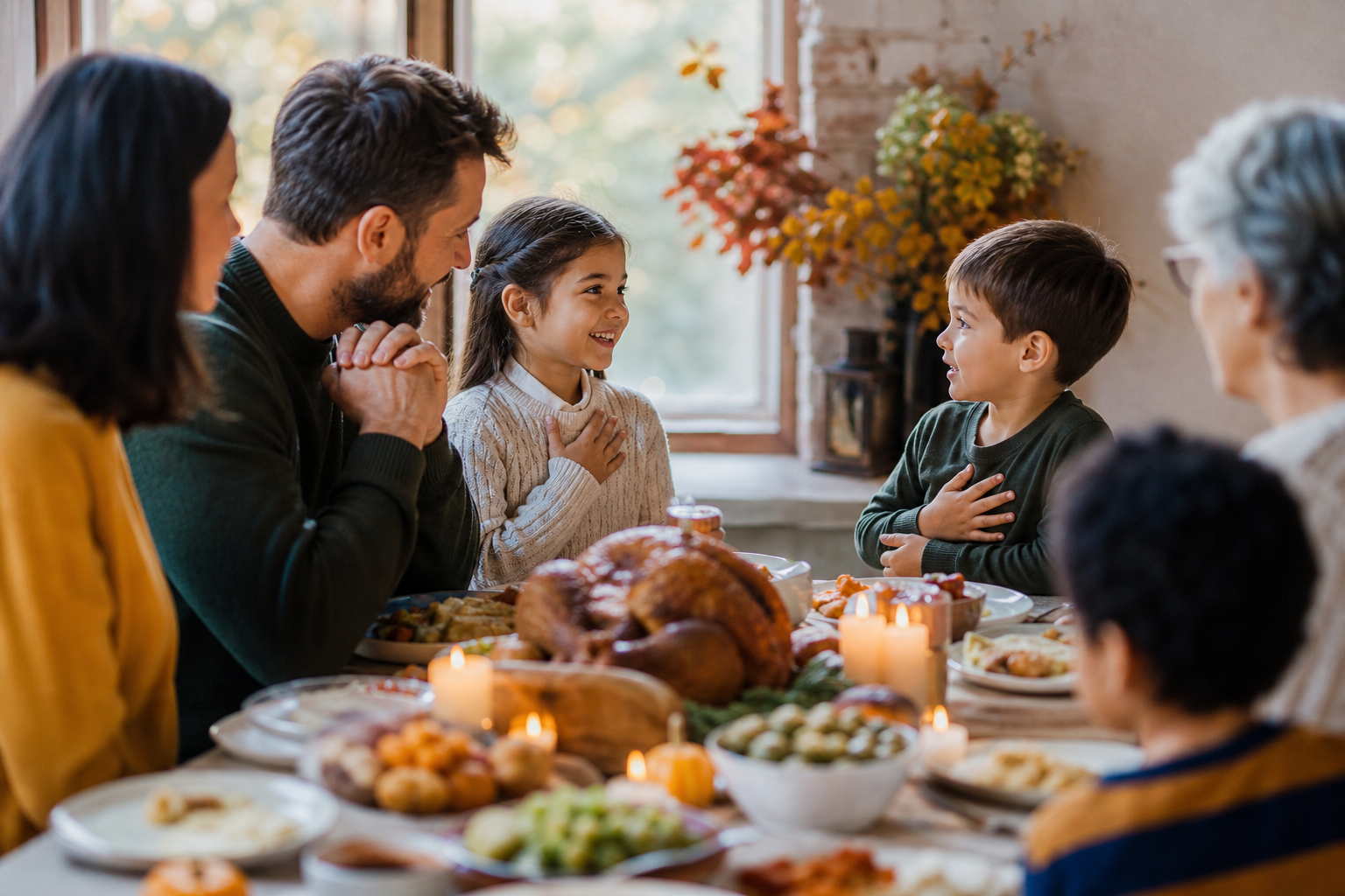 25 Thankful and Gratitude Quotes 17 Family sharing Thanksgiving quotes for kids around the table