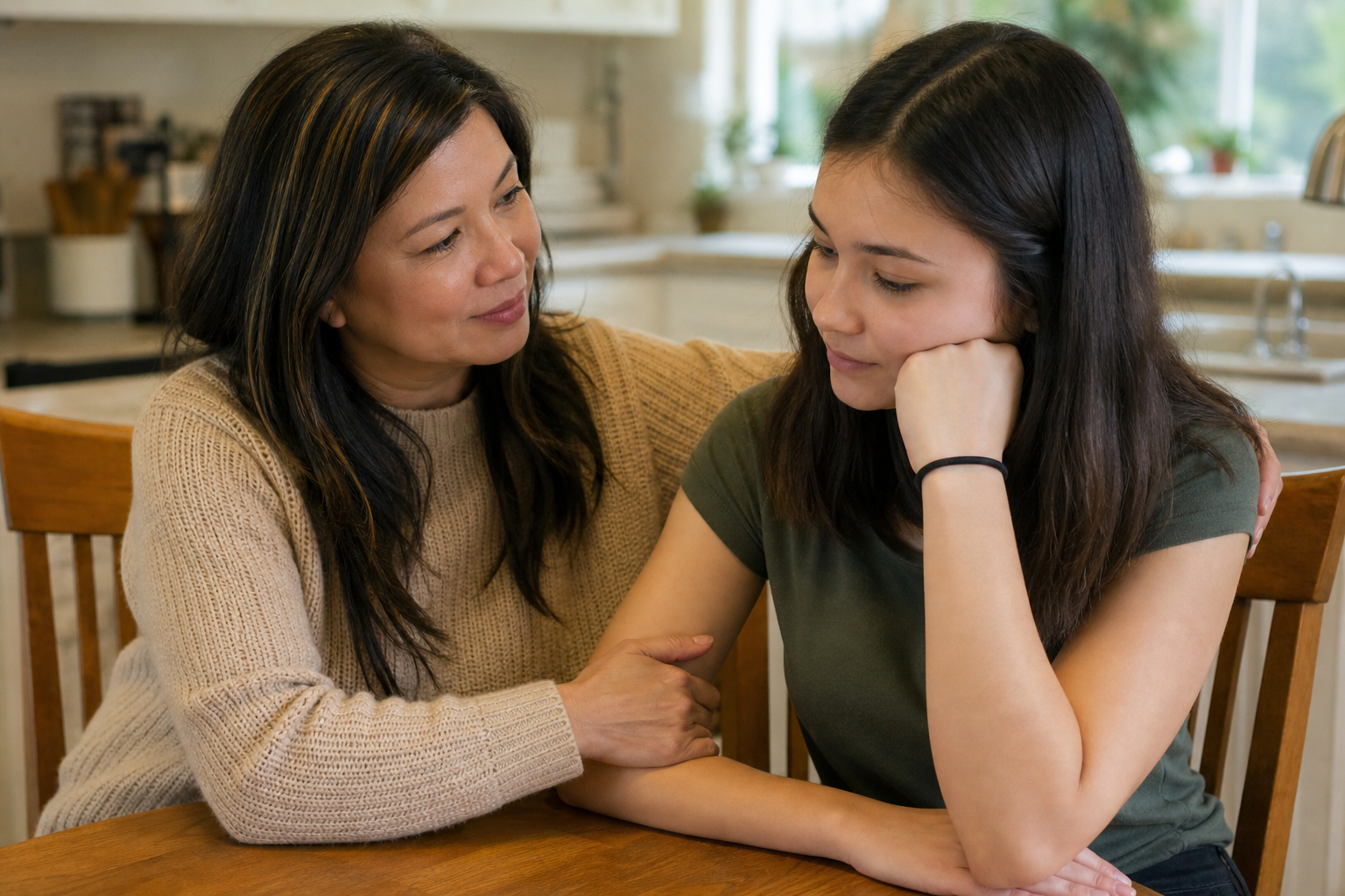 Helping your Teen Escape Abusive or Destructive Relationships 16 A supportive parent helping a daughter recognize an unhealthy relationship