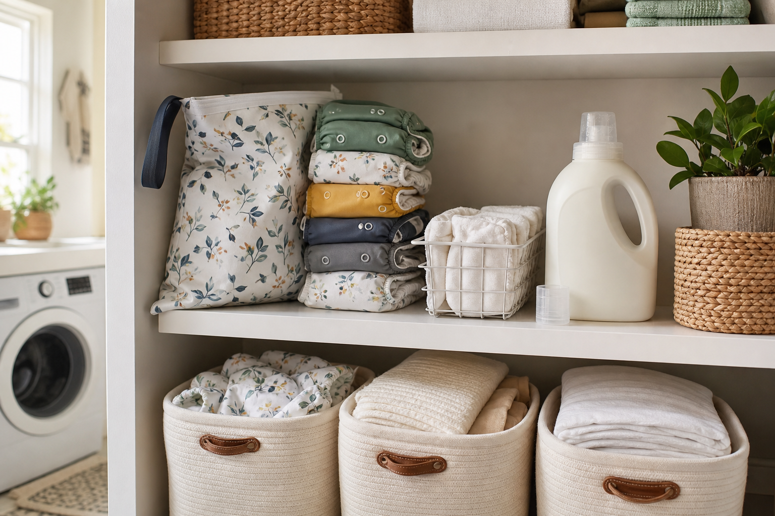 Advantages Of Cloth Diapers And Tips For Picking The Right Ones 16 cloth diapering tips with clean diapers and laundry supplies