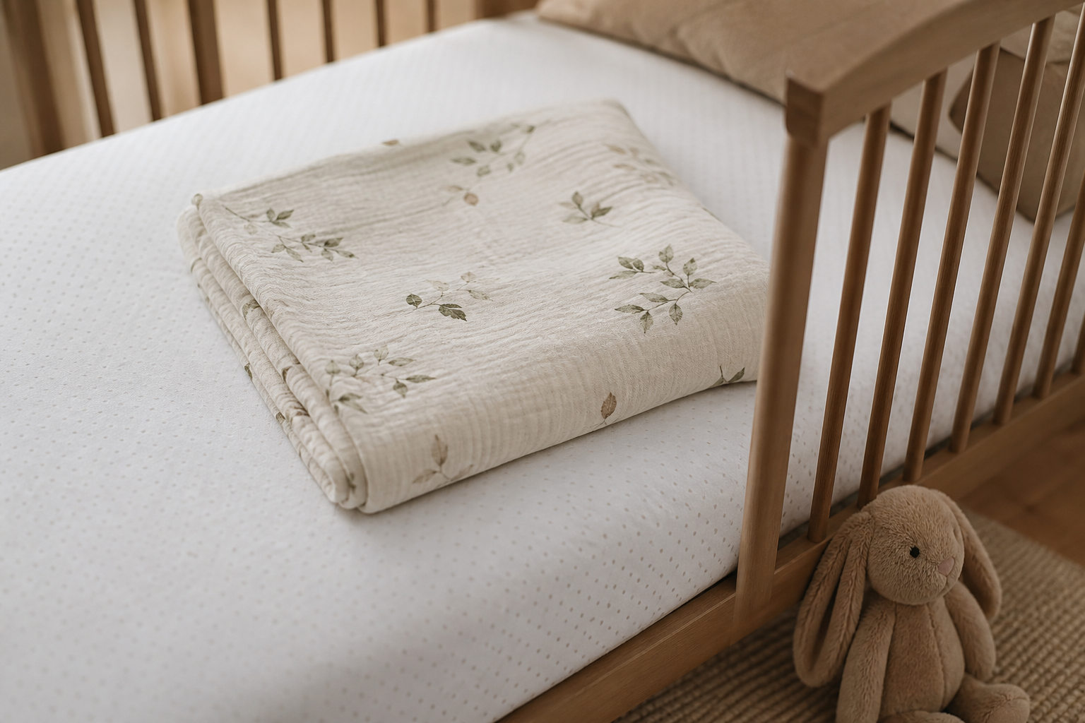 Benefits Of Swaddling Your Baby 16 benefits of swaddling shown with a soft muslin blanket in a calm nursery