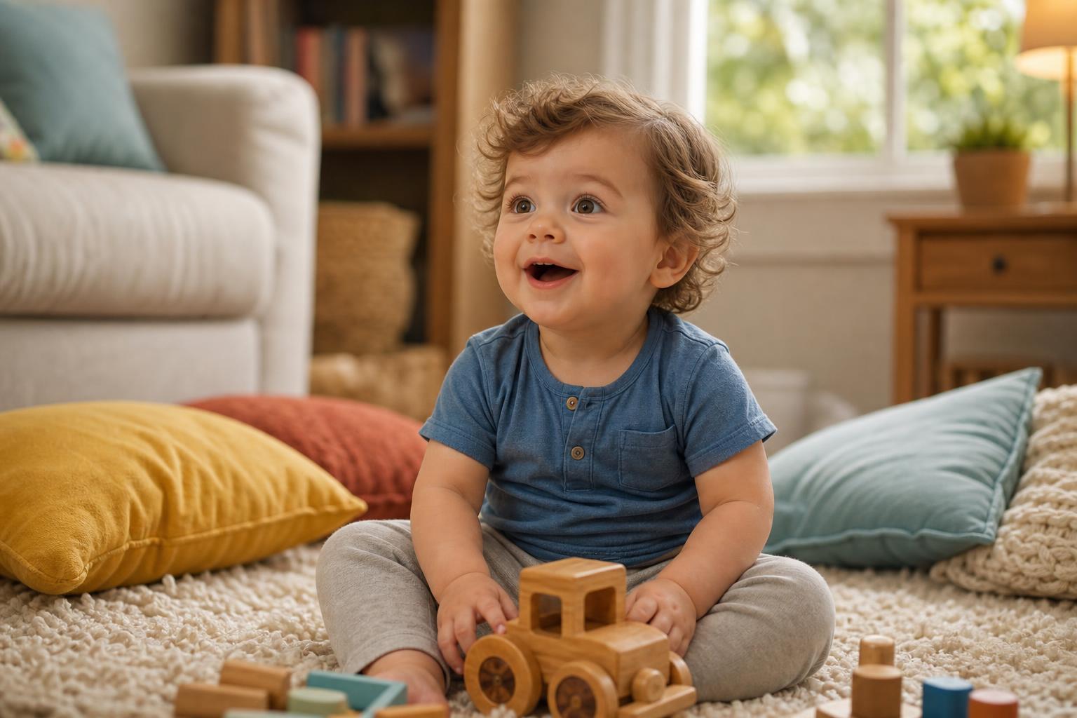 The Best Family Movies for Every Age and Every Mood 16 A cozy living room scene with a toddler watching a colorful animated movie, soft lighting, warm and cheerful atmosphere