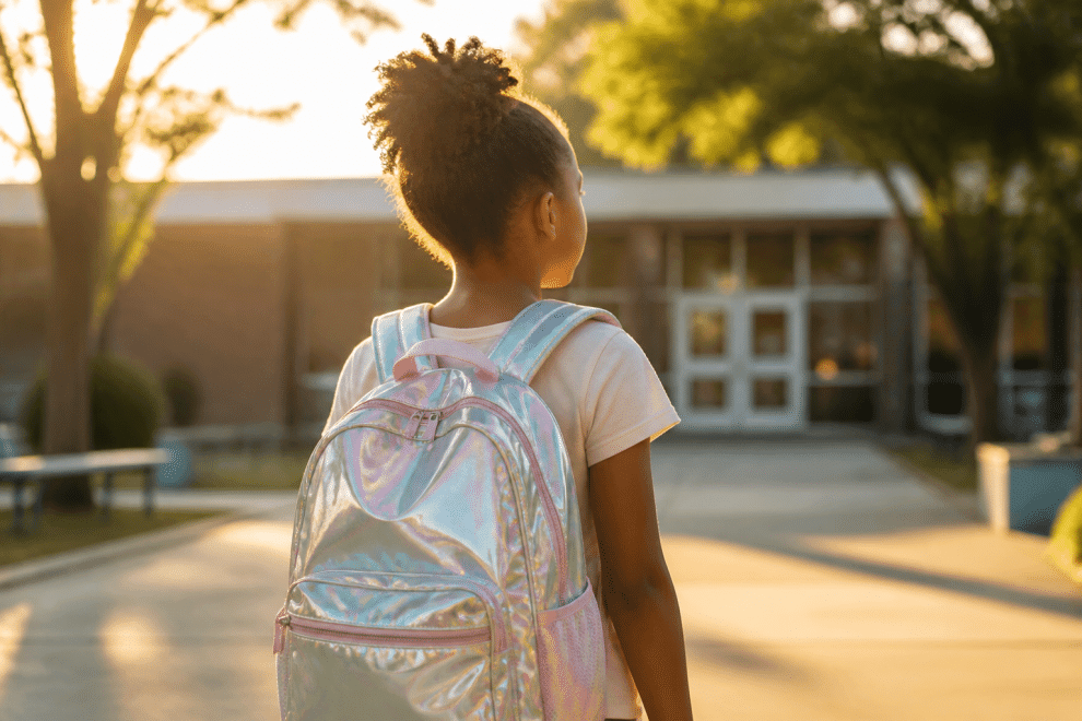 helping child with bullying — child standing confidently in a schoolyard showing quiet resilience