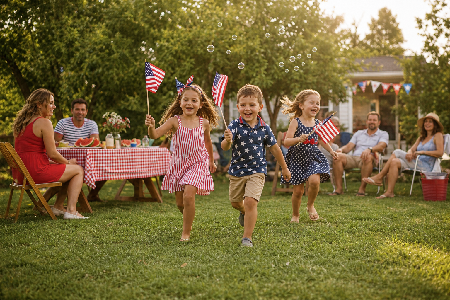 4th of July ideas with kids at a relaxed backyard family picnic