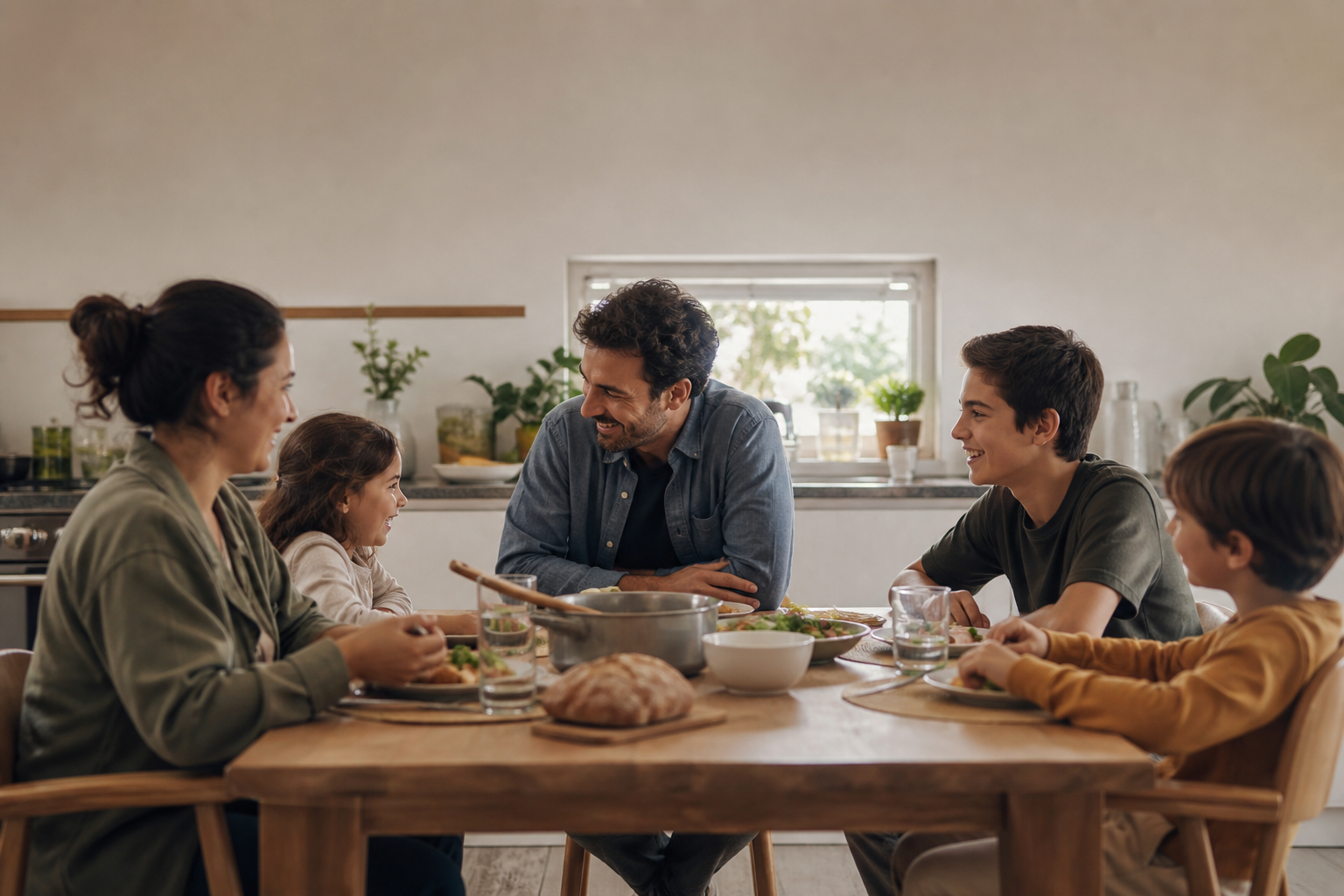 Family sharing an everyday meal together