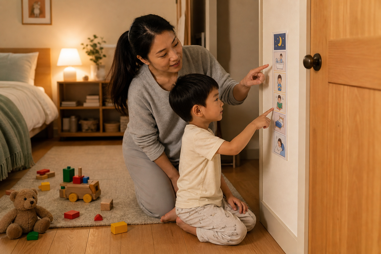 Permissive parenting support with kind bedtime boundaries and routine