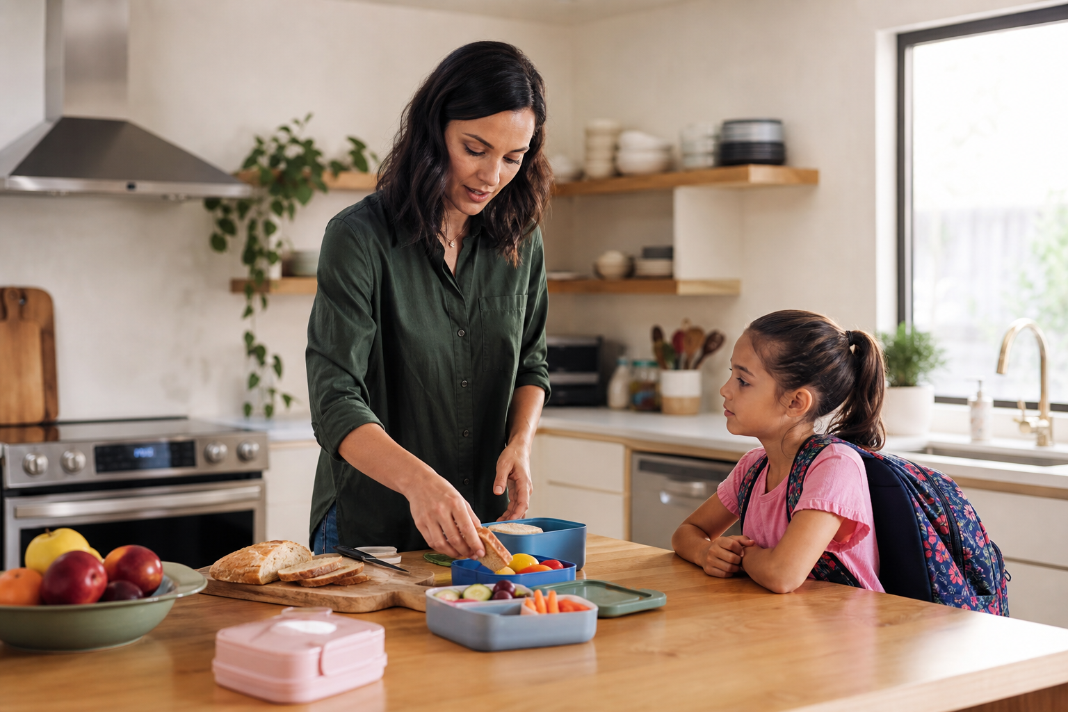 Single parenting support during a busy school morning routine