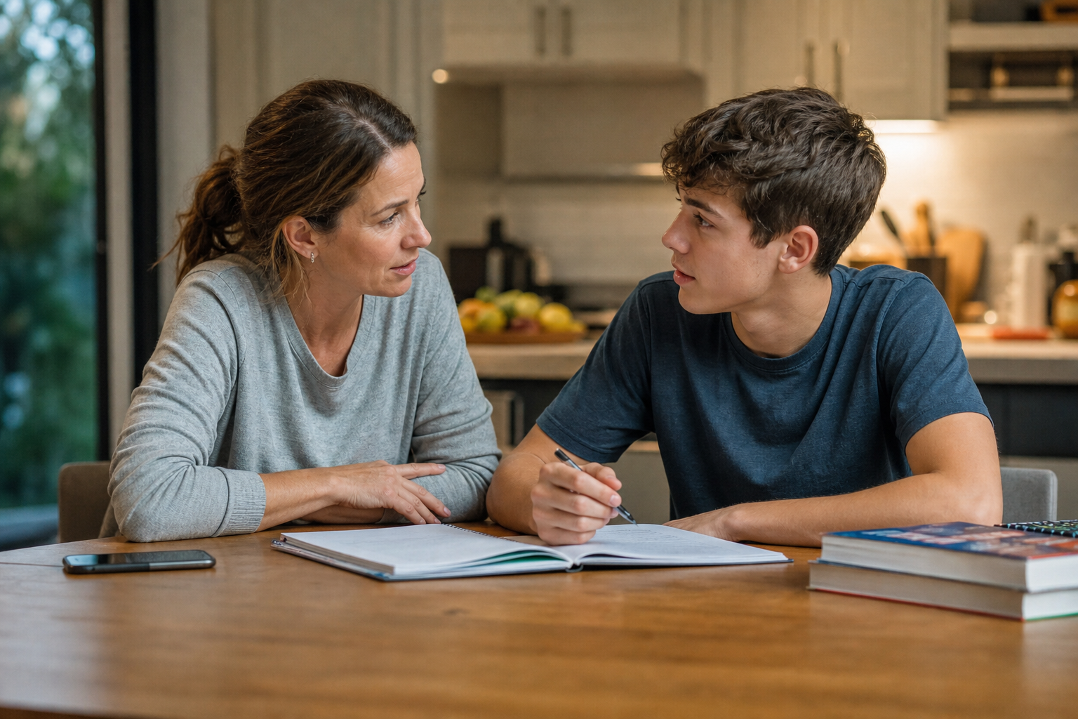 Teenagers and parents building trust through conversation