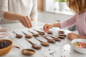 easy desserts kids can make chocolate spoons