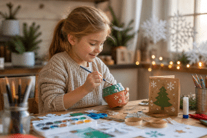 christmas gifts kids can make — child crafting a homemade holiday gift at a craft table