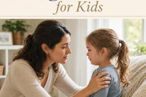 emotional regulation for kids with a mother calmly comforting her upset child under the headline Emotional Regulation for Kids