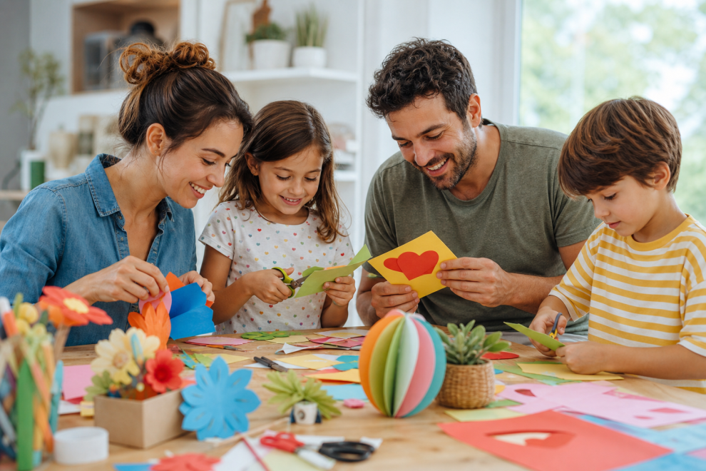 Fun Family Crafts and Projects Made Easy with the Cricut 15 Cricut crafts for kids spread out on a colorful family craft table