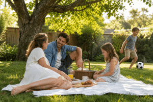 summer activities for kids – family picnic in the backyard