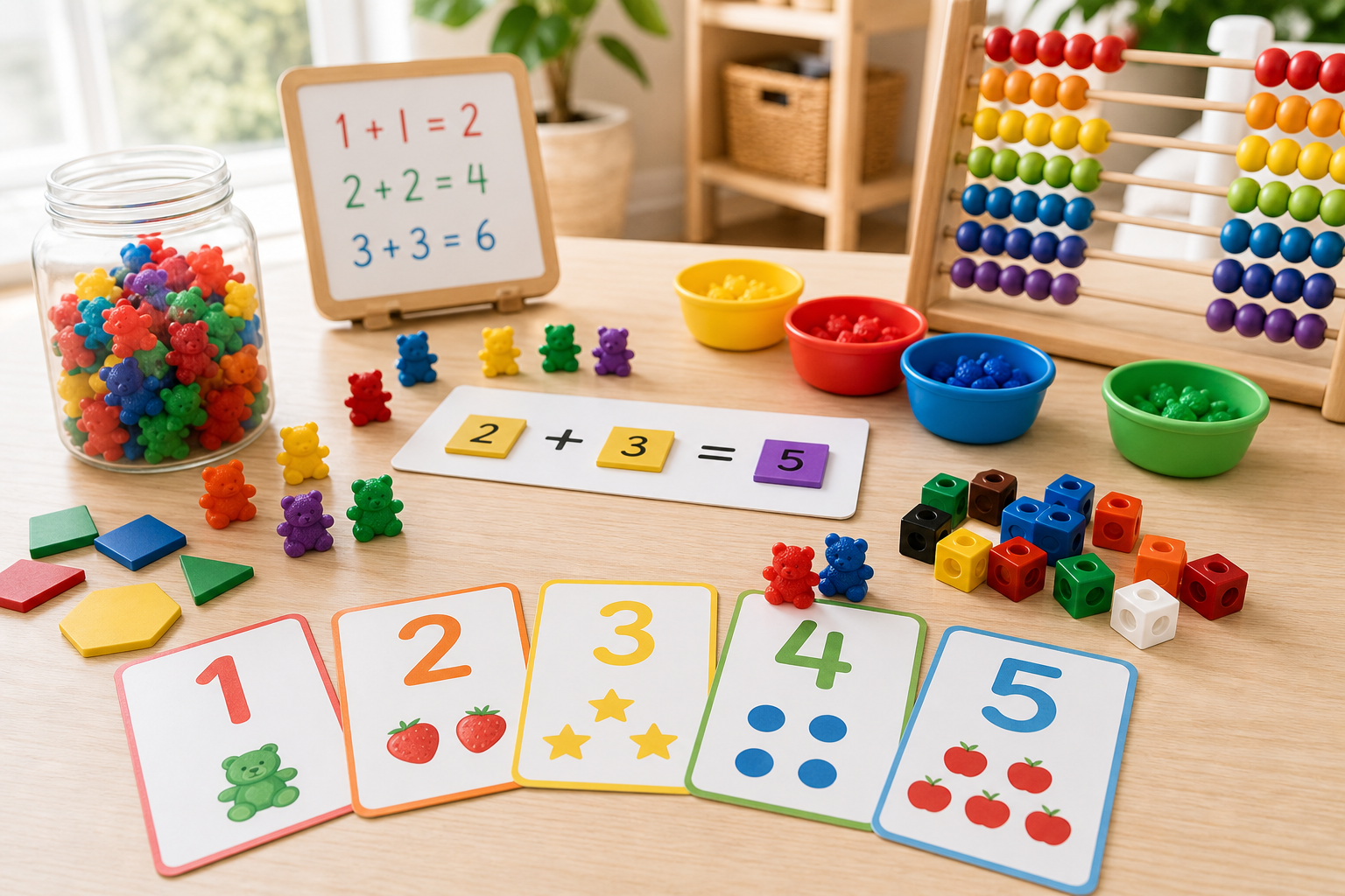 math skills by age activities with number cards and counting toys for young children
