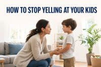 How to Stop Yelling at Your Kids: 6 Things That Helped Me Stay Calm 1 how to stop yelling at your kids: a calm parent kneeling to talk gently with a young child