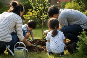 climate change for kids taught through family tree planting