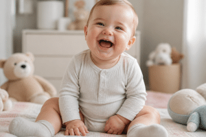 funny baby videos - adorable laughing baby on soft blanket