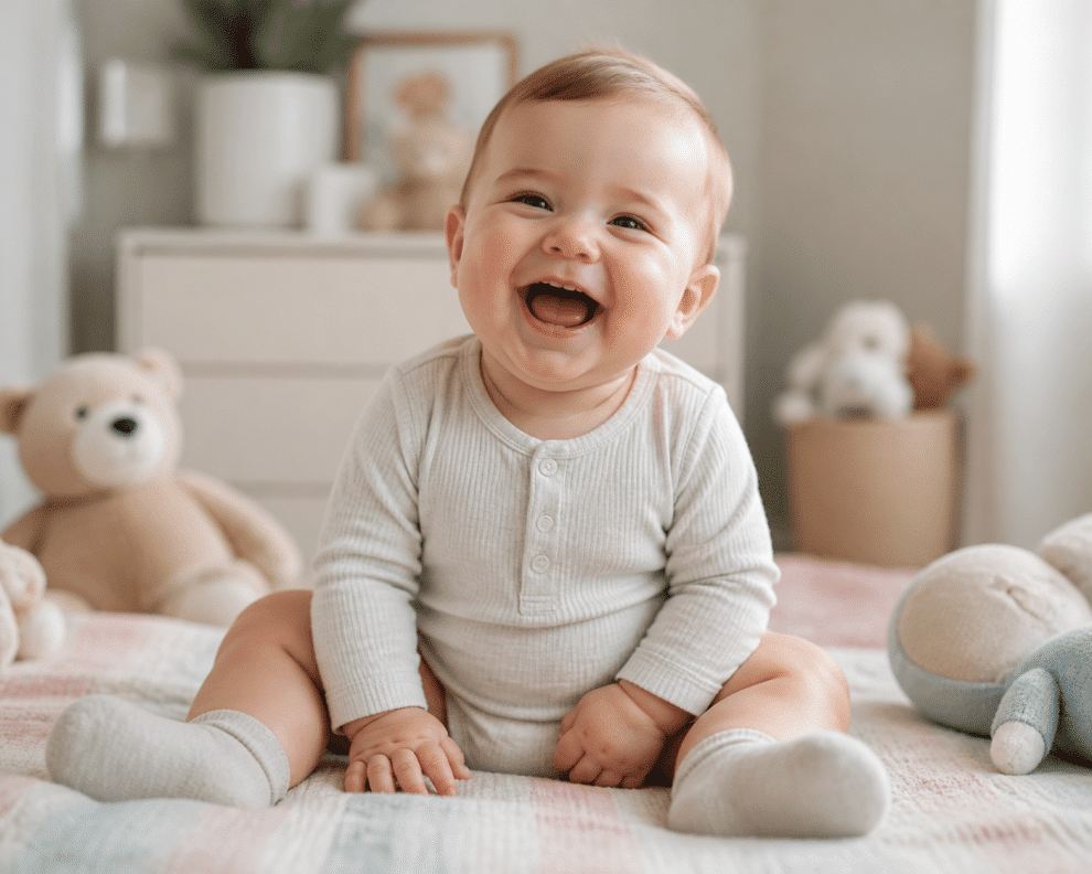 funny baby videos - adorable laughing baby on soft blanket
