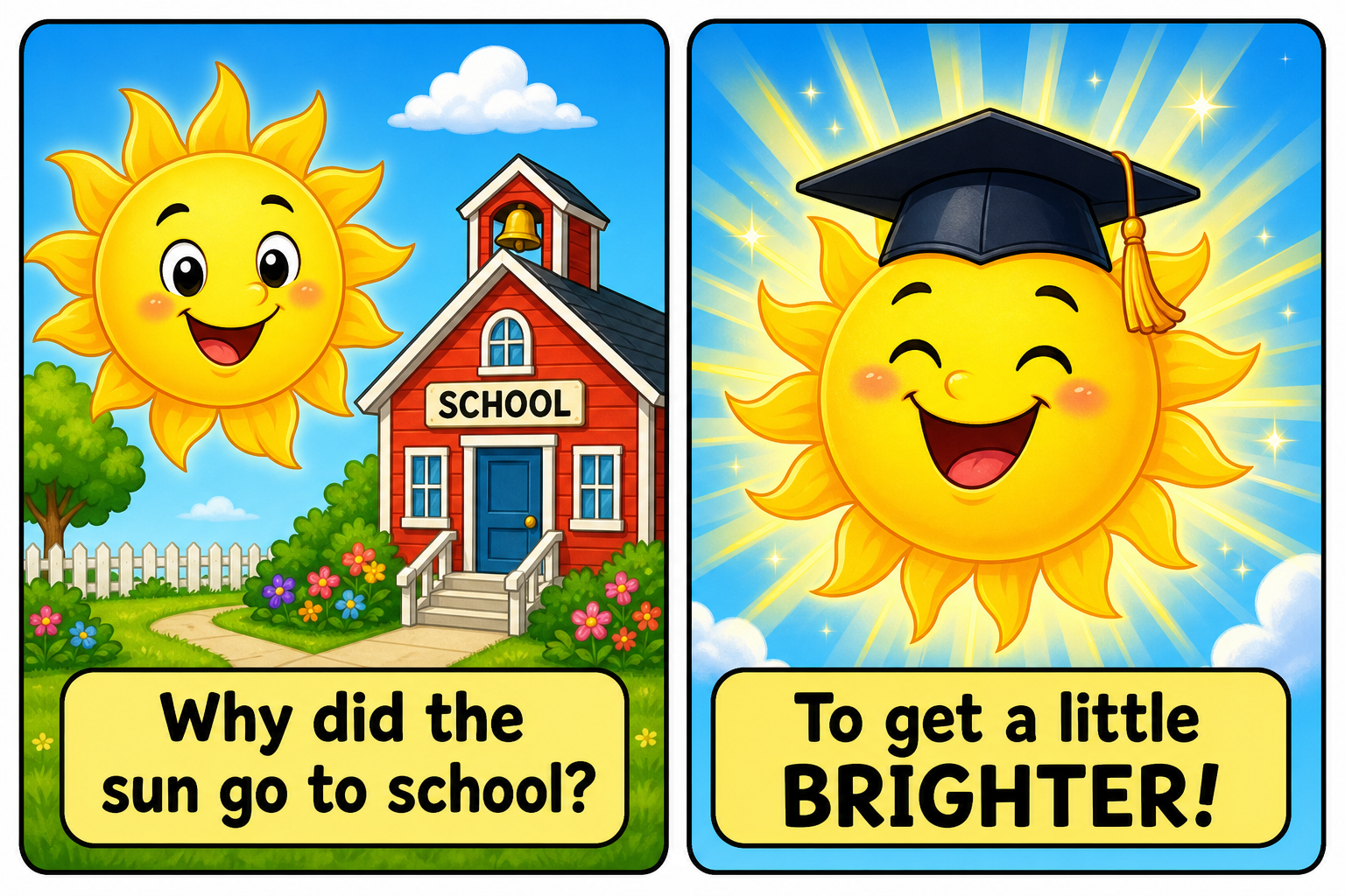 Kids Jokes: 75+ Clean, Funny Jokes for Kids (with Comics!) 13 Comic: Why did the sun go to school? To get a little brighter!