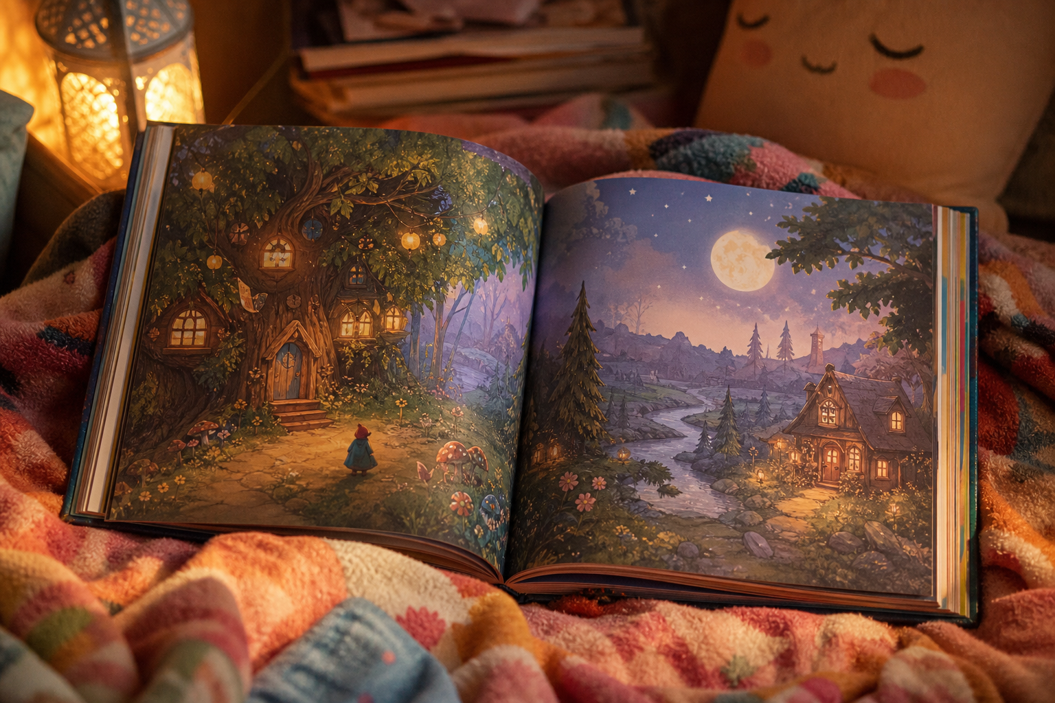 Loving To Read With Personalized Books 16 personalized children's books - illustrated children's book open in a cozy reading nook