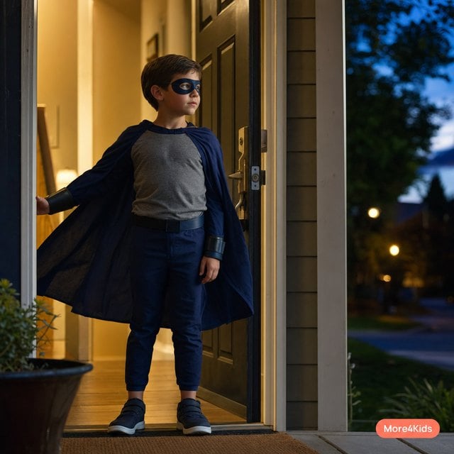 Halloween Costumes for Boys: What's Trending, and What to Check Before You Buy 16 A boy trying on one of several easy halloween costumes for boys before trick-or-treating