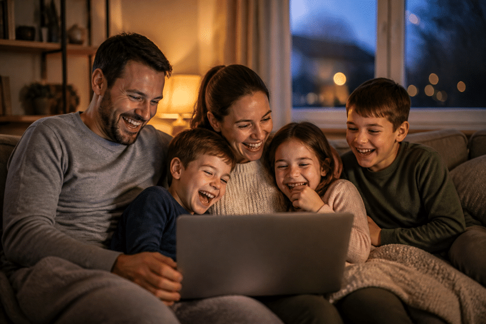 funny family videos for kids - family laughing together watching videos