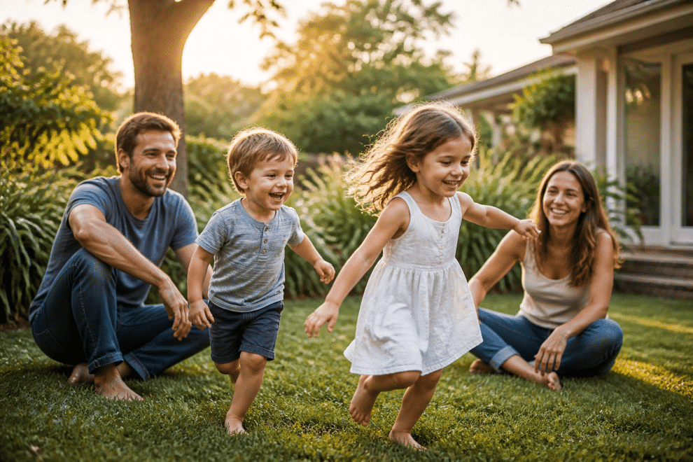 natural parenting tips family enjoying outdoor playtime together