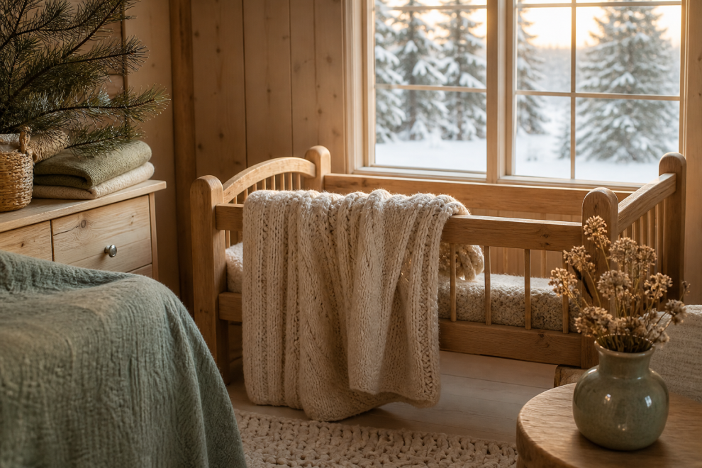 Norse Names: 50+ Strong, Beautiful Picks with Meanings 15 Norse names: a cozy Scandinavian cabin nursery with a knit blanket and pine