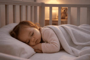 toddler sleeping peacefully in crib — overcoming sleep disorders in toddlers