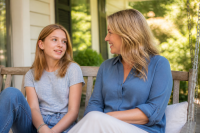 Parenting A Teenage Daughter Can Have Your Head Spinning! 2 mother and teenage daughter talking together warm conversation parenting teen daughter