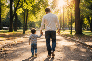 parenting inspiration - parent and child walking together in sunshine