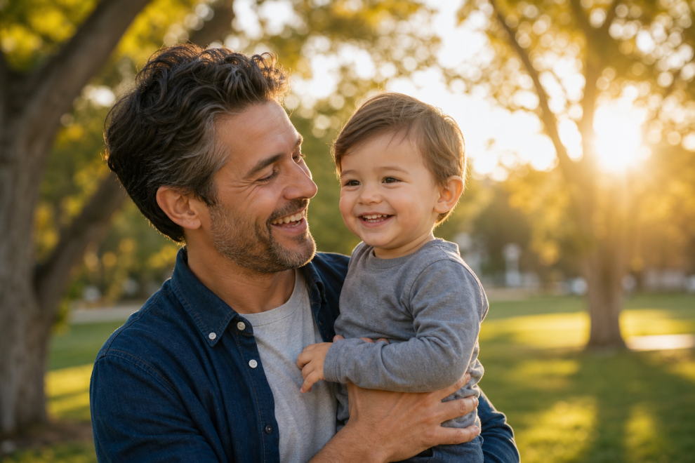 Parenting Over 40 15 Parenting in your 40s — a happy older parent with toddler outdoors