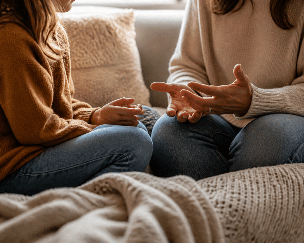 teaching children integrity parent and child having a meaningful conversation at home