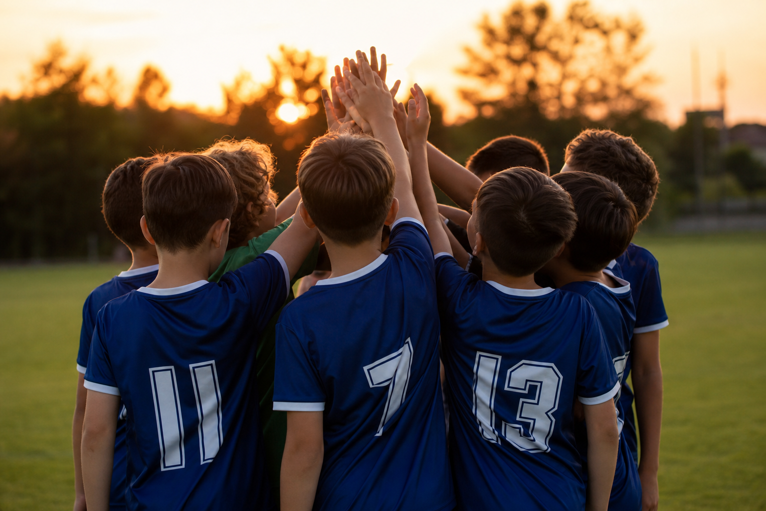 Harnessing the Power of Positive Peer Pressure 17 Healthy peer pressure — youth soccer team high-five