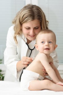 pediatrician with baby