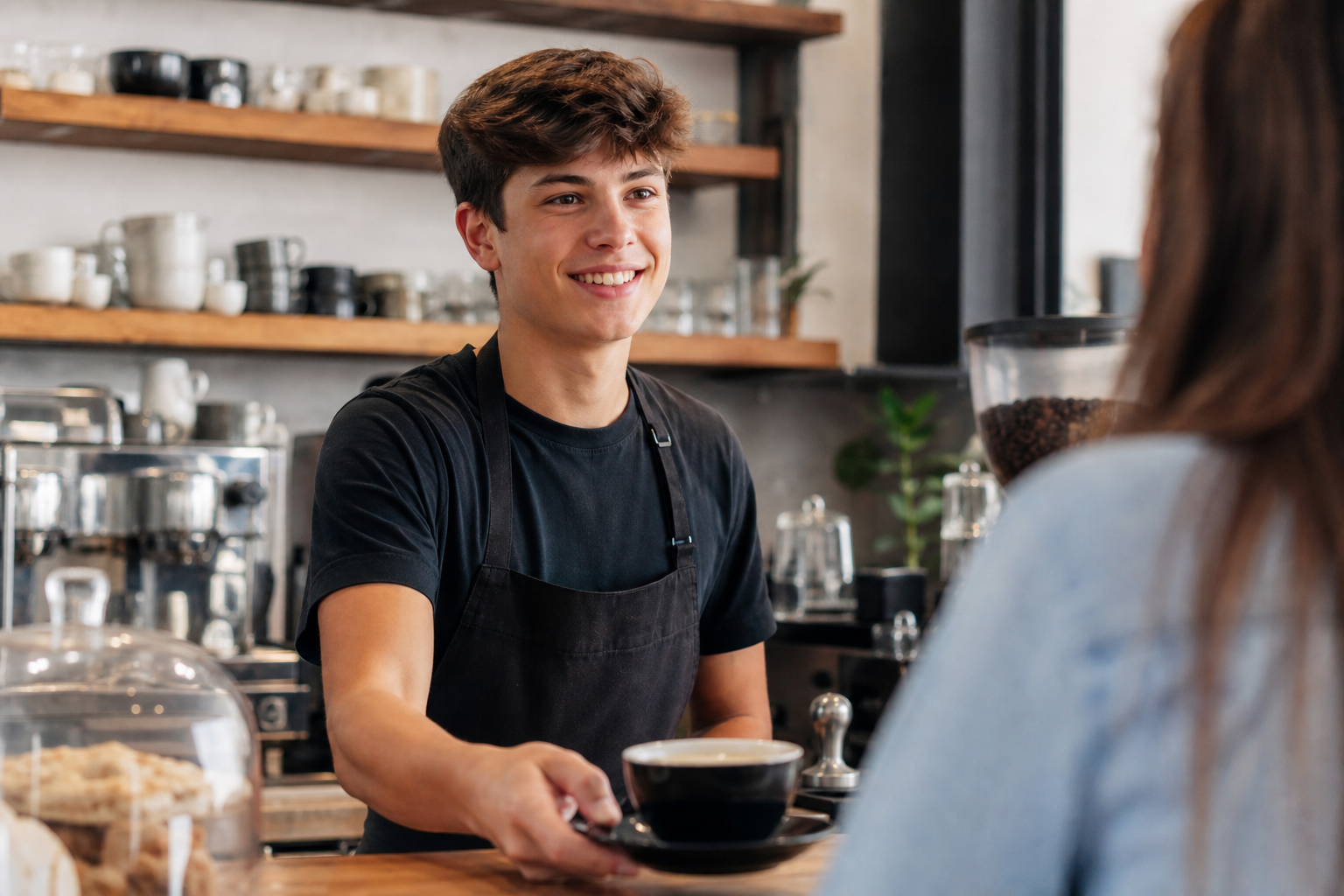 The Pros and Cons of Teen Jobs 15 A teenager working a part-time job at a cafe