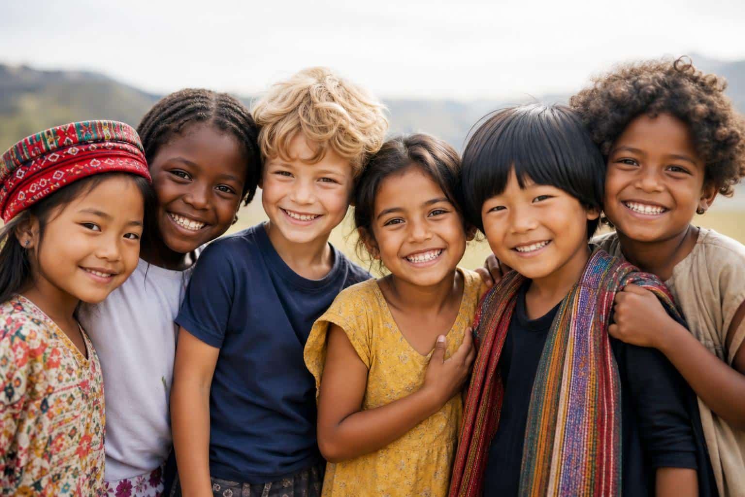 Children from different countries smiling together, representing global children's charities to donate to
