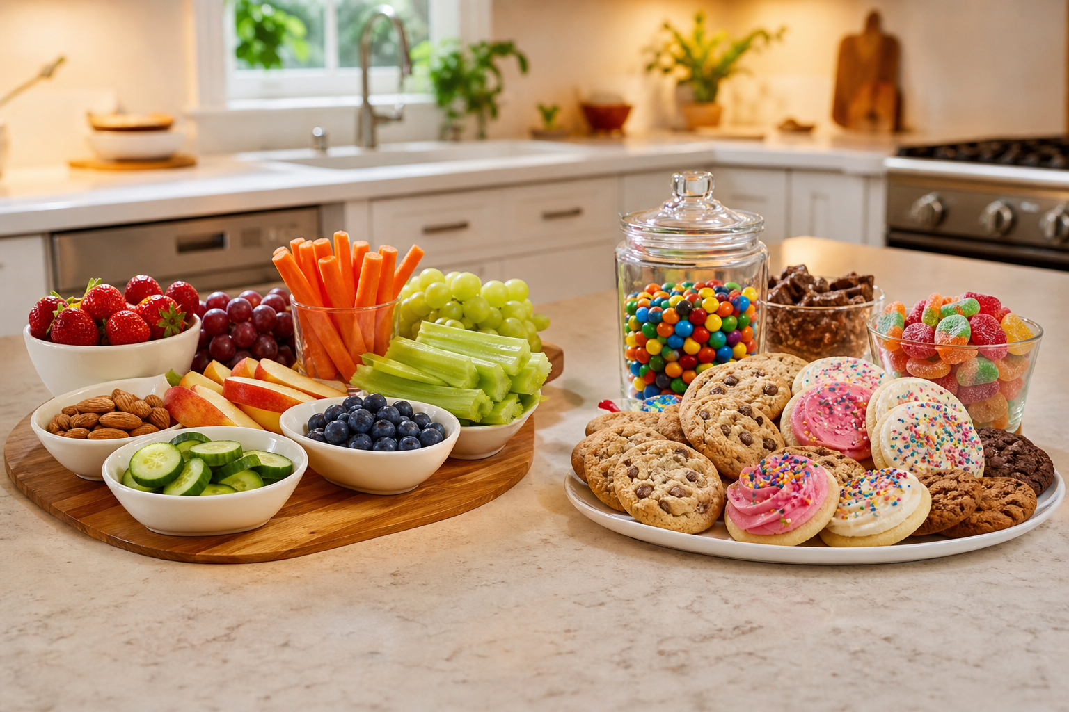 Snacks versus Treats: Encouraging Healthy Habits 17 healthy snacks vs treats for kids - comparison of nutritious and indulgent options