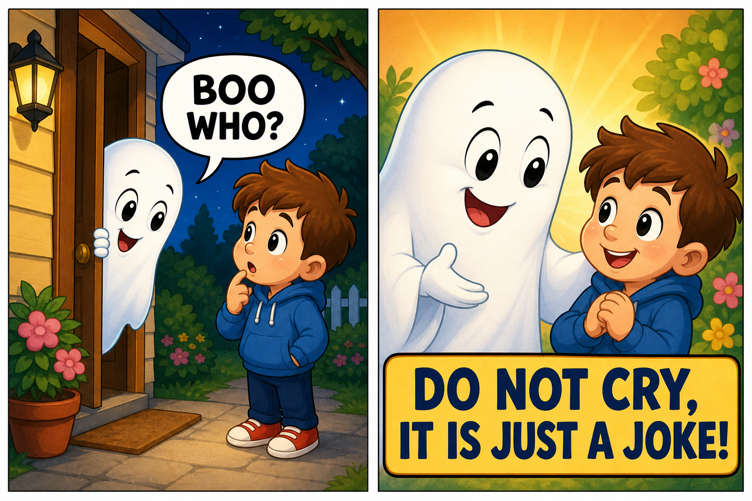 Knock Knock Jokes for Kids 17 Knock knock joke comic for kids: boo who, do not cry, it is just a joke!