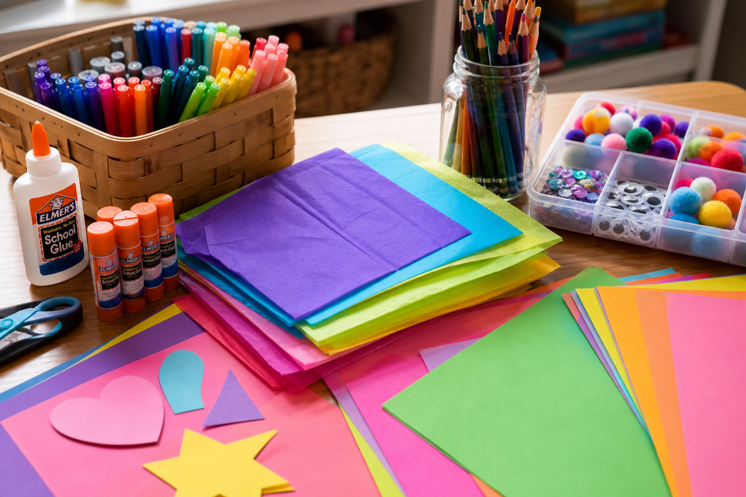 Teaching Fine Arts To Homeschoolers Part II 16 homeschool art activities craft supplies including tissue paper and construction paper