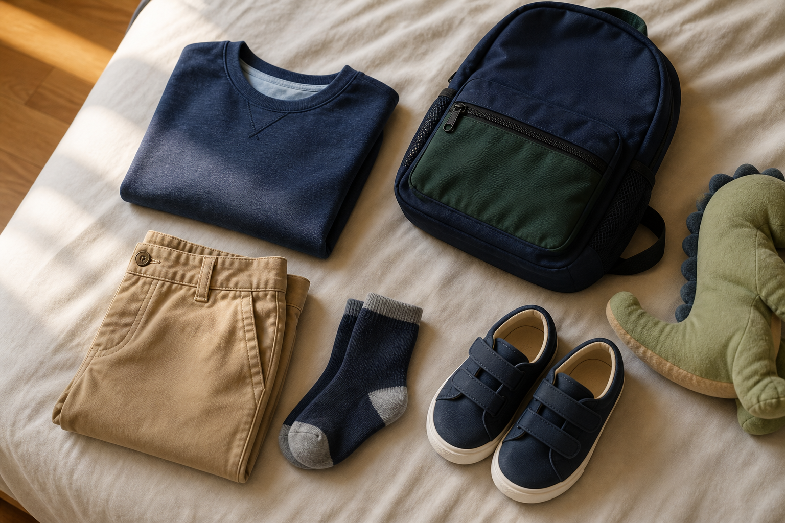 Teaching Kids To Dress Themselves 17 Morning routine for kids — school clothes laid out