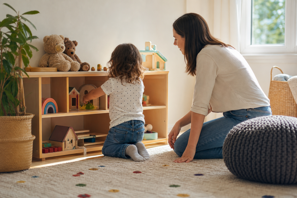 Teaching Respect For Property 15 Respecting property — parent helping child tidy toys