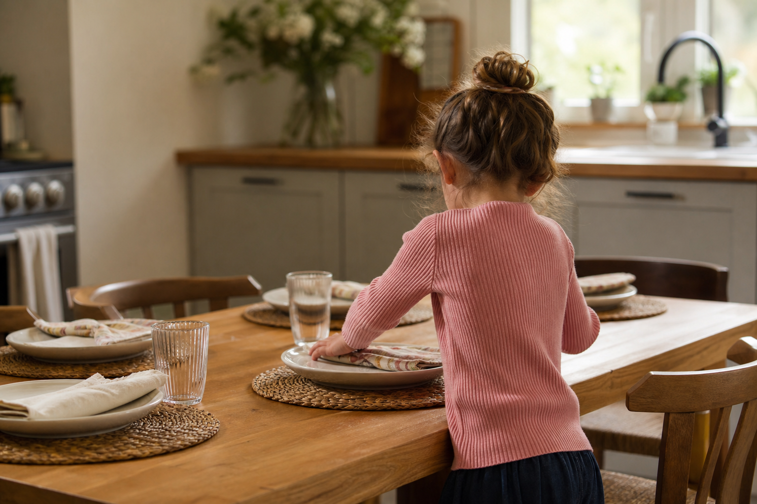 Teaching Trust and Responsibility To Your Kids 17 Child helping set the table to build trust and responsibility