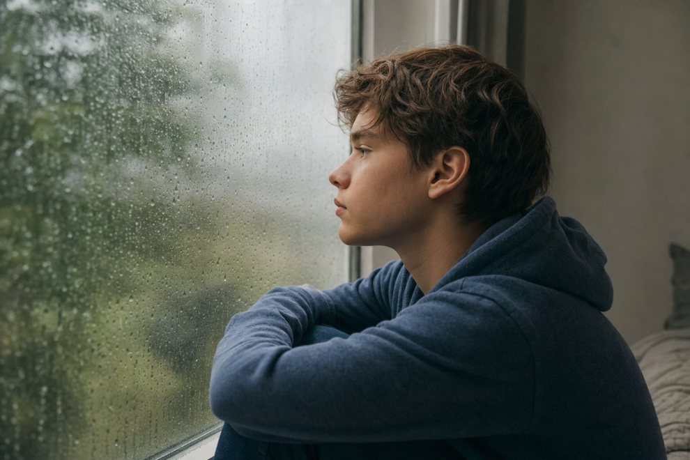 Teen Depression: Is it More than "Just the Blues"? 15 Teenage blues: a teen sitting thoughtfully by a rainy window