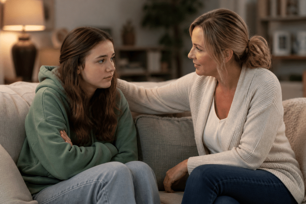 puberty stages parent talking with teenager about adolescent changes supportive conversation