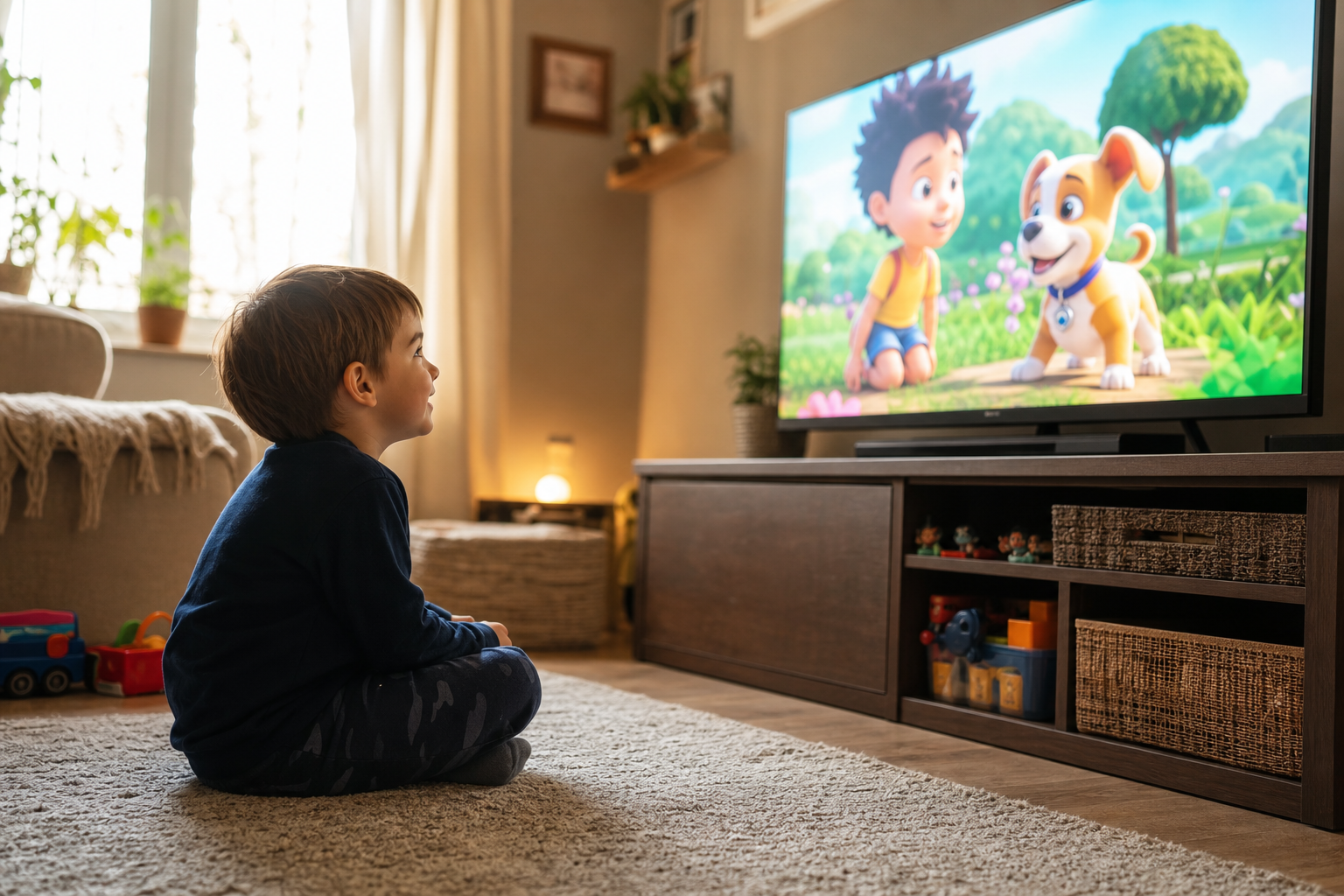 The Best Sprout TV Shows 16 Young child watching favorite Sprout TV shows at home